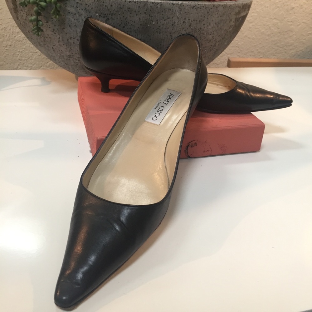 Jimmy Choo | Black Leather Pointed Toe Flats Sz 8